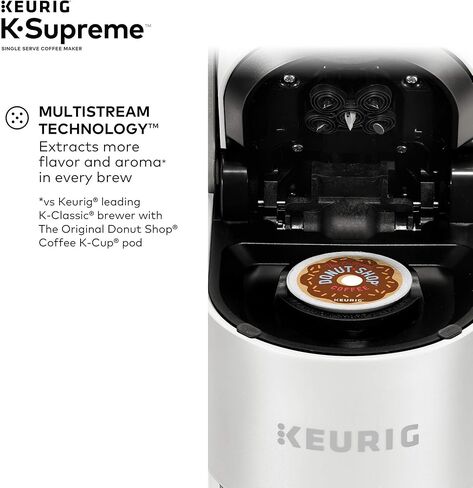 ماكينة صنع القهوة Keurig K-Supreme، ماكينة تحضير القهوة ذات الخدمة الفردية K-Cup، مع تقنية MultiStream، خزان مزدوج الموضع 66 أونصة، وإعدادات قابلة للتخصيص، أبيض (متجدد) in Kuwait