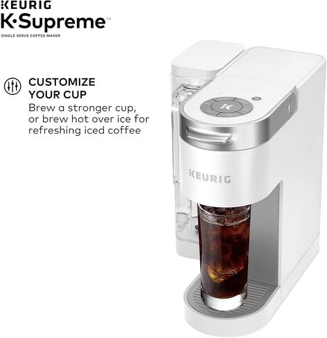 ماكينة صنع القهوة Keurig K-Supreme، ماكينة تحضير القهوة ذات الخدمة الفردية K-Cup، مع تقنية MultiStream، خزان مزدوج الموضع 66 أونصة، وإعدادات قابلة للتخصيص، أبيض (متجدد) in Kuwait