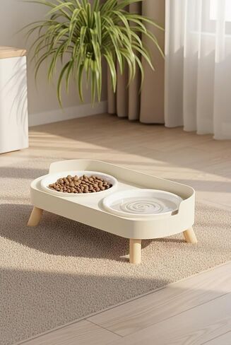 Elevated Cat Bowls,Ceramic Cat Bowl,Elevated Pet Bowl Set,Pet Feeding Bowls for Food and Water,for Cats/Dogs, White in Saudi Arabia