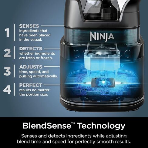 Ninja TB300 Detect Duo Power Blender with Single Serve with Blend Sense Technology, 72 oz Pitcher with Lid and 24 oz Single Serve Cup with Lid, Platinum Silver (Renewed) in Kuwait