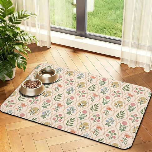 Dog Food Mat, Absorbent Waterproof Non-Slip Pet Cat Bowl Feeding Mat for Food & Water Pet Supplies 12 * 20" in Kuwait