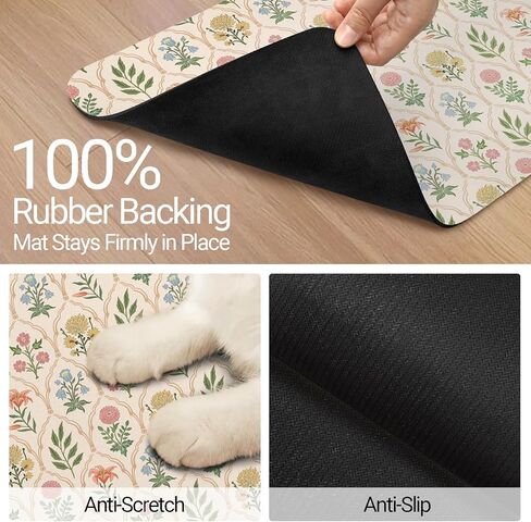 Dog Food Mat, Absorbent Waterproof Non-Slip Pet Cat Bowl Feeding Mat for Food & Water Pet Supplies 12 * 20" in Kuwait
