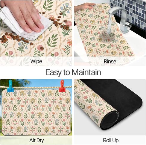 Dog Food Mat, Absorbent Waterproof Non-Slip Pet Cat Bowl Feeding Mat for Food & Water Pet Supplies 12 * 20" in Kuwait