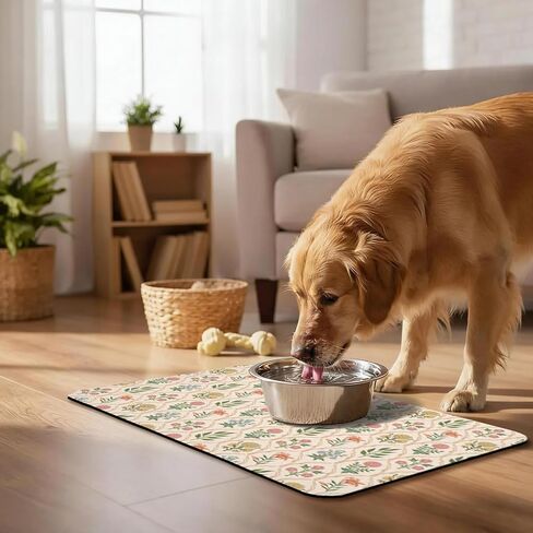 Dog Food Mat, Absorbent Waterproof Non-Slip Pet Cat Bowl Feeding Mat for Food & Water Pet Supplies 12 * 20" in Kuwait