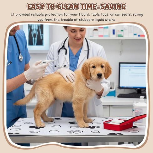 AceOrbit 2 Pack 24x36 Inch Non-Slip Dog Grooming Mat for Table Dog Vet Mat Black and White Pet Paw Print Grooming Pad for Cat Pet Checkups Rehabilitation Bath, Waterproof and Easy to Clean in Kuwait