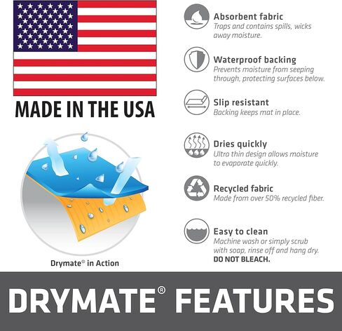 Drymate Personalized Pet Bowl Placemat, Custom Dog & Cat Food Feeding Mat - Absorbent Fabric, Waterproof Backing - Machine Washable/Durable (USA Made) (16" x 28") (Linen Tan) in Kuwait