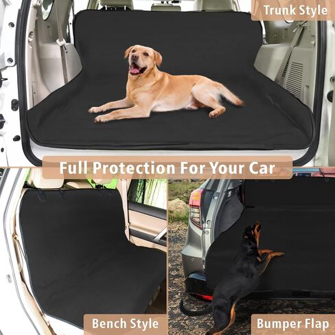 F-color SUV Cargo Liner للكلاب - بطانة شحن الحيوانات الأليفة مقاومة للماء، غطاء مريح لحمولة الكلاب مع واقي من الصدمات، مقاوم للخدش لسيارات الدفع الرباعي الكبيرة وسيارات السيدان وشاحنات النقل، أسود in Kuwait