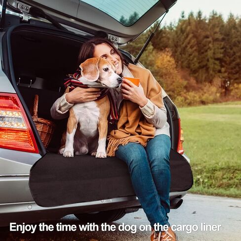 F-color SUV Cargo Liner للكلاب - بطانة شحن الحيوانات الأليفة مقاومة للماء، غطاء مريح لحمولة الكلاب مع واقي من الصدمات، مقاوم للخدش لسيارات الدفع الرباعي الكبيرة وسيارات السيدان وشاحنات النقل، أسود in Kuwait