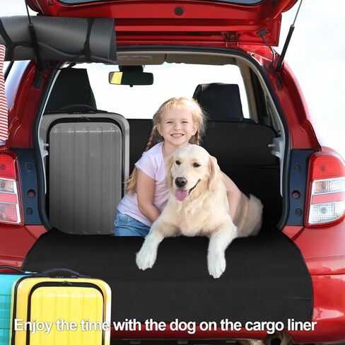 F-color SUV Cargo Liner للكلاب - بطانة شحن الحيوانات الأليفة مقاومة للماء، غطاء مريح لحمولة الكلاب مع واقي من الصدمات، مقاوم للخدش لسيارات الدفع الرباعي الكبيرة وسيارات السيدان وشاحنات النقل، أسود in Kuwait