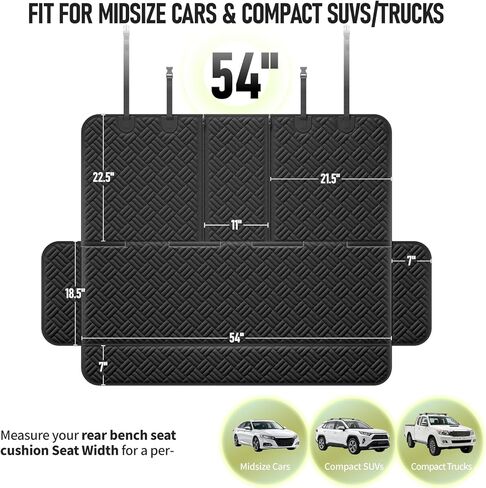 Dog Car Seat Cover for Back Seat, Waterproof 600D Oxford Protector for Travel and Daily Use, Non Slip Scratch Resistant Bench Cover, Easy to Clean, Fits Cars/SUVs/Trucks, 54 Inch in Kuwait