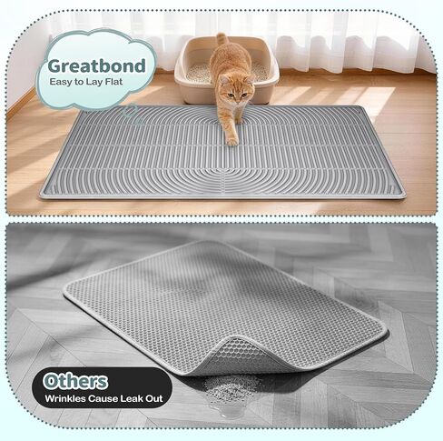 Silicone Cat Litter Mat,40"x28" Extra Large Litter Box Tray,Waterproof Soft on Kitty Paws Mat Litter Trapping Mat for Scatter Control Non-Sip Easy to Clean(Grey) in Kuwait