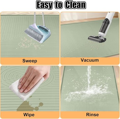 Silicone Cat Litter Mat, 50" x 36" Extra Large Litter Trapping Mat for Litter Box, Leak-Proof, Non-Slip, Kitty Litter Mats with Soft Texture for Floor, Keeping The Floor Clean (Green) in Kuwait