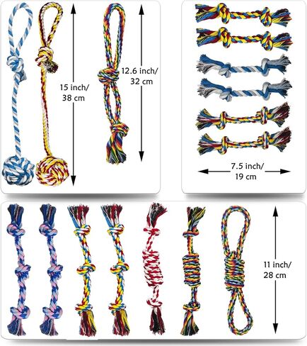 16 Pcs Small Dog Rope Toys, Puppy Tug of War Toy Set for Small Breeds 0-15 Lbs, Cotton Dog Tug Toys for Boredom, Teething & Interaction in Saudi Arabia