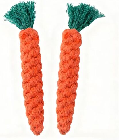 2 PCS Carrot Dog Rope Toys for Dogs, Durable Chew Toys for Aggressive Chewers, Entertainment and Interaction, Teeth Cleaning and Chewing, All-Cotton in Kuwait