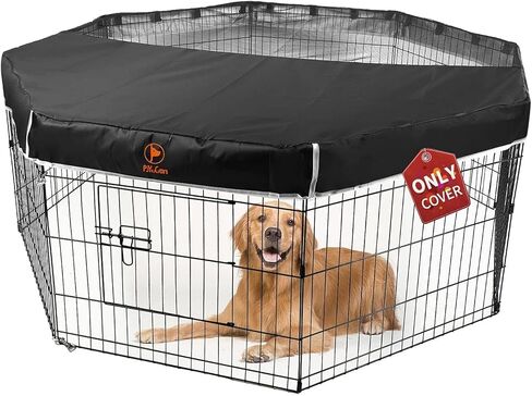 PJYuCien Dog Playpen Bottom Pad, Fits 24 Inch 8 Panels Regular Octagon Metal Exercise Pet Pen, Elastic Buckles Connections, Black (Note: Fence Not Included) in Kuwait