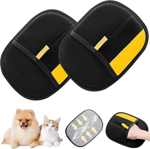 Pet Hair Removal Gloves 2 Pack 2-in-1 Pet Hair Grooming Gloves for Dogs & Cats - Dual Surface Reusable Fur Remover Tool with Hard & Soft Side for Couch, Carpet, Car Seat & Clothing in Kuwait