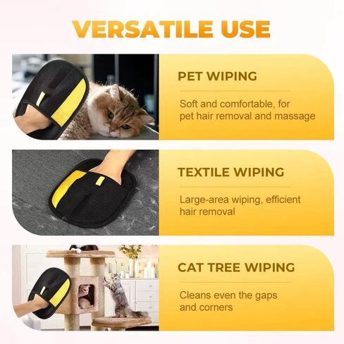 Pet Hair Removal Gloves 2 Pack 2-in-1 Pet Hair Grooming Gloves for Dogs & Cats - Dual Surface Reusable Fur Remover Tool with Hard & Soft Side for Couch, Carpet, Car Seat & Clothing in Kuwait