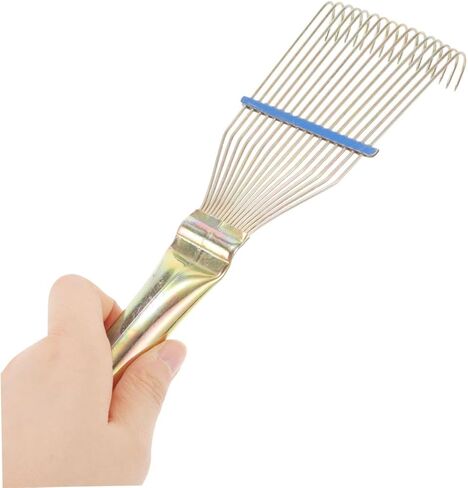 Sewroro 2pcs Wool Rake for Sheep and Livestock Grooming, Steel Wire Livestock Sheepskin Comb with Curved Metal Rake, 23cm Small Yellow Wool Shedding Brush for Agricultural and Livestock in Kuwait