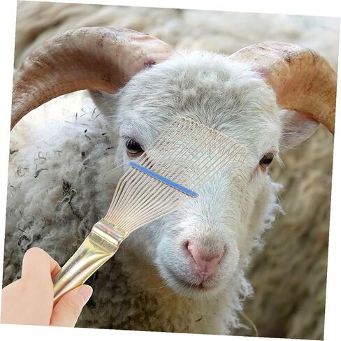 DECHOUS 2pcs Steel Livestock Shedding Comb for Sheep and Cattle Grooming, 23cm Heavy-duty Wool Cleaning Tool with Metal Teeth for Thick Coat Dematting and Itch Relief in Kuwait