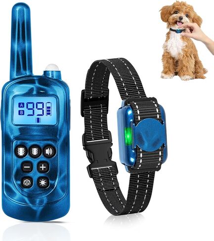 Smallest No Shock Dog Training Collar, Lightest Vibrating Dog Collar with Remote, Vibration Collar for Small Dogs 5-15lbs, Beep and Vibrate Only, Safety Lock, Waterproof，No Prongs, Blue in Kuwait