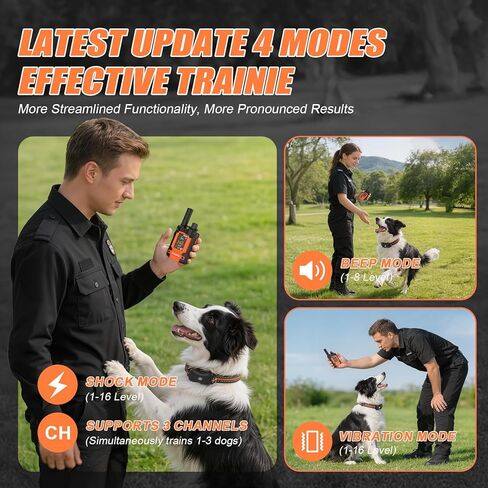 2026 Updated Shock Collar for Dogs with Remote 4500ft, Bark & Training Collar for Medium & Large Dogs, Rechargeable Waterproof Electric Collar with 4 Modes Vibration Beep Shock & LED Light in Kuwait