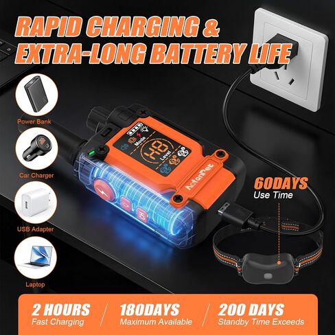 2026 Updated Shock Collar for Dogs with Remote 4500ft, Bark & Training Collar for Medium & Large Dogs, Rechargeable Waterproof Electric Collar with 4 Modes Vibration Beep Shock & LED Light in Kuwait