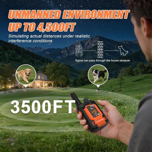 2026 Updated Shock Collar for Dogs with Remote 4500ft, Bark & Training Collar for Medium & Large Dogs, Rechargeable Waterproof Electric Collar with 4 Modes Vibration Beep Shock & LED Light in Kuwait