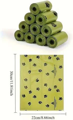 150pcs Dog Poop Bags, 10 Rolls Leak-Proof Paw Print Waste Bags - Durable Polyethylene Outdoor Poop Disposal for Dogs in Kuwait