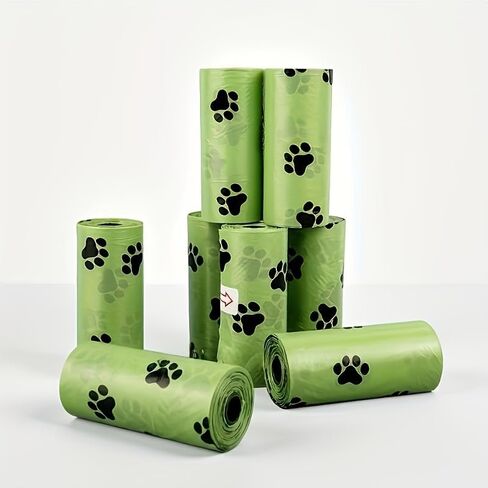 150pcs Dog Poop Bags, 10 Rolls Leak-Proof Paw Print Waste Bags - Durable Polyethylene Outdoor Poop Disposal for Dogs in Kuwait