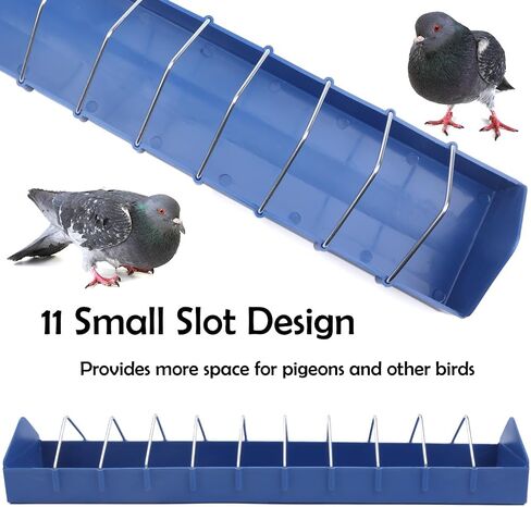 2 Pack Large Pigeon Feeder 11 Slot Thick Durable Container Feeding Dish Food Dispenser with Removable Steel Wires for Pigeon Chicken Duck Bird Parrot Poultry in Kuwait