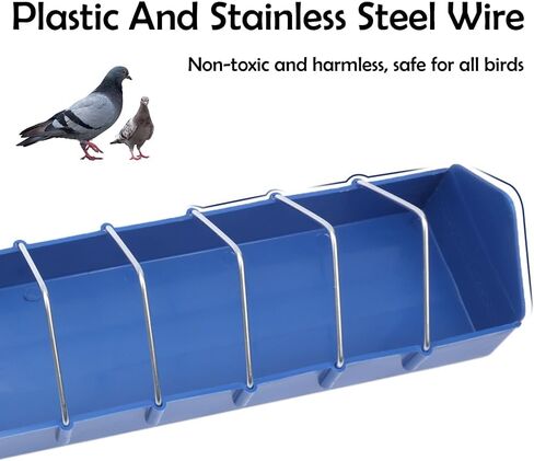2 Pack Large Pigeon Feeder 11 Slot Thick Durable Container Feeding Dish Food Dispenser with Removable Steel Wires for Pigeon Chicken Duck Bird Parrot Poultry in Kuwait