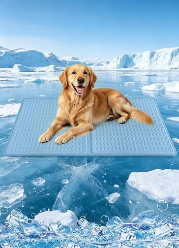 GOLOPET Large Dog Cooling Mat 45x23in, Sky Blue Durable Cooling Mat for Large Dogs,Indoor for Pet with Chill Cool Fiber and Silicone Anti Slip Bottom, Long-Lasting Cool (Q-Max>0.5) in Kuwait