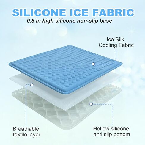 GOLOPET Large Dog Cooling Mat 45x23in, Sky Blue Durable Cooling Mat for Large Dogs,Indoor for Pet with Chill Cool Fiber and Silicone Anti Slip Bottom, Long-Lasting Cool (Q-Max>0.5) in Kuwait