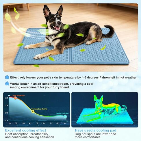 GOLOPET Large Dog Cooling Mat 45x23in, Sky Blue Durable Cooling Mat for Large Dogs,Indoor for Pet with Chill Cool Fiber and Silicone Anti Slip Bottom, Long-Lasting Cool (Q-Max>0.5) in Kuwait