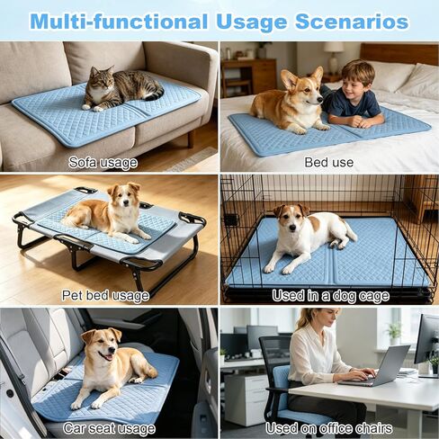GOLOPET Large Dog Cooling Mat 45x23in, Sky Blue Durable Cooling Mat for Large Dogs,Indoor for Pet with Chill Cool Fiber and Silicone Anti Slip Bottom, Long-Lasting Cool (Q-Max>0.5) in Kuwait