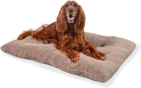 Best Friends by Sheri Comfy Crate Sleeper Mat – Plush Low-Pile Dog Bed, 42" x 28", XL & XXL Crates, Up to 100 lb Dogs, Machine Washable, Cross Section Pattern, Mushroom in Kuwait