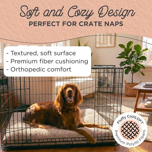 Best Friends by Sheri Comfy Crate Sleeper Mat – Plush Low-Pile Dog Bed, 42" x 28", XL & XXL Crates, Up to 100 lb Dogs, Machine Washable, Cross Section Pattern, Mushroom in Kuwait