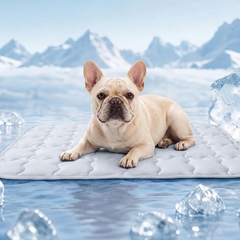 LINENLUX Dog Cooling Mat Q-Max > 0.5 Self Cooling Pad Non-Slip Breathable Pet Mat Washable Cooling Bed for Floor Crate Light Grey 30x40 inches in Saudi Arabia