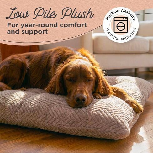 Best Friends by Sheri Comfy Crate Sleeper Mat – Plush Low-Pile Dog Bed, 42" x 28", XL & XXL Crates, Up to 100 lb Dogs, Machine Washable, Cross Section Pattern, Mushroom in Kuwait
