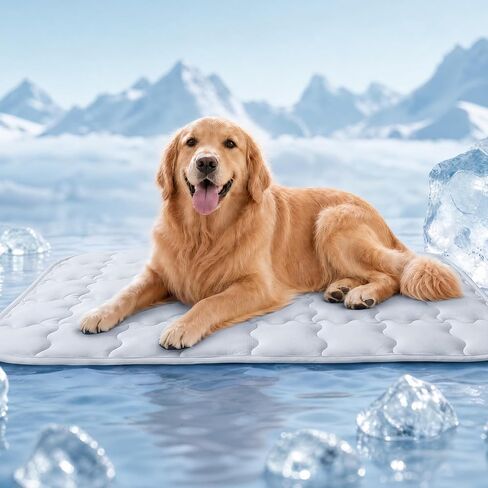 LINENLUX Dog Cooling Mat Q-Max > 0.5 Self Cooling Pad Non-Slip Breathable Pet Mat Washable Cooling Bed for Floor Crate Light Grey 30x40 inches in Saudi Arabia
