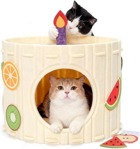 Cat House for Indoor Cats, Cat Condo for Multiple & Large Cats up to 22 Lbs, 2-Story Cozy Felt Covered Cat Cave, Kitten Hideaway for Multi-Cat Households in Kuwait