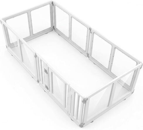 Clear Acrylic Dog Playpen with Door, Transparent Puppy Playpen for Small and Medium Puppies, Easy Assemble Pet Fence Indoor with Safety Lock(White, 69.3 x 35 x 22.4 Inch) in Kuwait