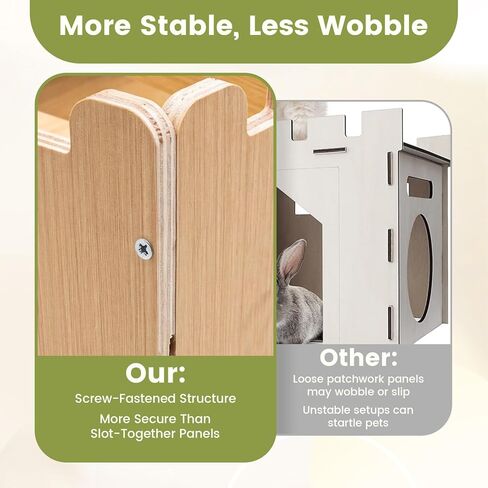 Guinea Pig Castle Extra Large, Sturdy Wooden Hideout House Ventilated Multi-Entry Small Animal Habitat, Easy to Assemble for Guinea Pigs, Bunnies, Hamsters, and Chinchillas in Kuwait