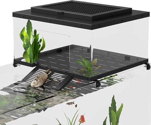 Erinnyees Turtle Basking Platform for Aquatic Turtles, Stainless Steel Large Turtle Dock with Extended Ramp & Flip-Open Mesh Door,Fits 18.5-21'' Wide Aquariums, Extra Large in Kuwait