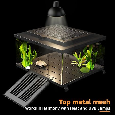 Erinnyees Turtle Basking Platform for Aquatic Turtles, Stainless Steel Large Turtle Dock with Extended Ramp & Flip-Open Mesh Door,Fits 18.5-21'' Wide Aquariums, Extra Large in Kuwait