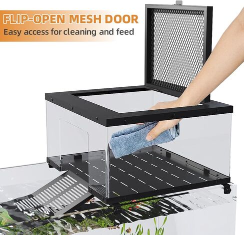 Erinnyees Turtle Basking Platform for Aquatic Turtles, Stainless Steel Large Turtle Dock with Extended Ramp & Flip-Open Mesh Door,Fits 18.5-21'' Wide Aquariums, Extra Large in Kuwait