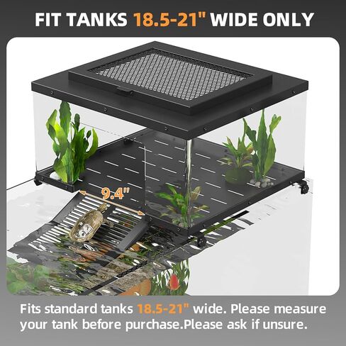 Erinnyees Turtle Basking Platform for Aquatic Turtles, Stainless Steel Large Turtle Dock with Extended Ramp & Flip-Open Mesh Door,Fits 18.5-21'' Wide Aquariums, Extra Large in Kuwait