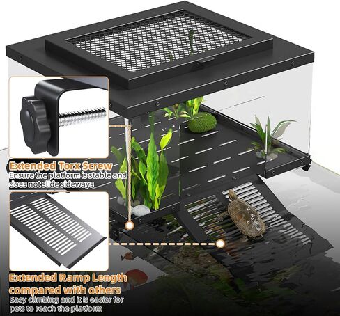 Erinnyees Turtle Basking Platform for Aquatic Turtles, Stainless Steel Large Turtle Dock with Extended Ramp & Flip-Open Mesh Door,Fits 18.5-21'' Wide Aquariums, Extra Large in Kuwait