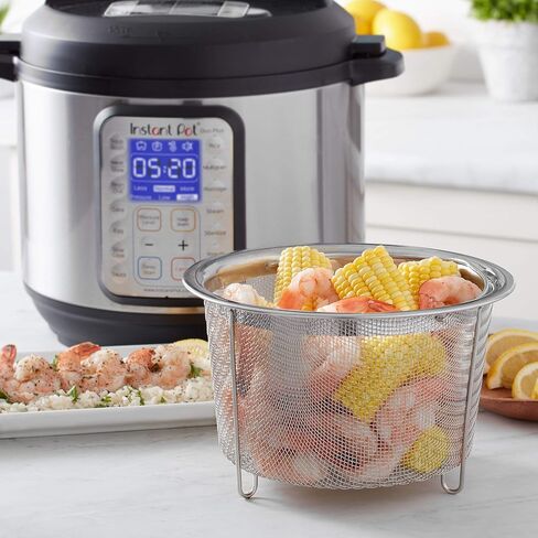 سلة بخار شبكية كبيرة رسمية من Instant Pot، مصنوعة من الفولاذ المقاوم للصدأ، مستديرة - باخرة ومصفاة متعددة الاستخدامات للخضروات والأسماك والمزيد - متينة ومقاومة للصدأ ومقبض سهل الرفع وآمنة للاستخدام في غسالة الأطباق in Kuwait