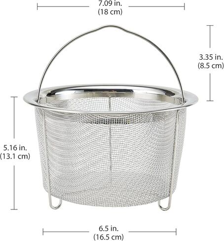 سلة بخار شبكية كبيرة رسمية من Instant Pot، مصنوعة من الفولاذ المقاوم للصدأ، مستديرة - باخرة ومصفاة متعددة الاستخدامات للخضروات والأسماك والمزيد - متينة ومقاومة للصدأ ومقبض سهل الرفع وآمنة للاستخدام في غسالة الأطباق in Kuwait